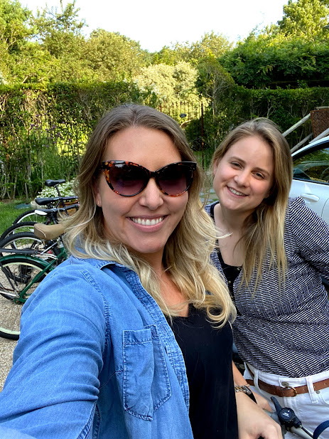 Weekend in The Hamptons: Two girls posed in front of bikes