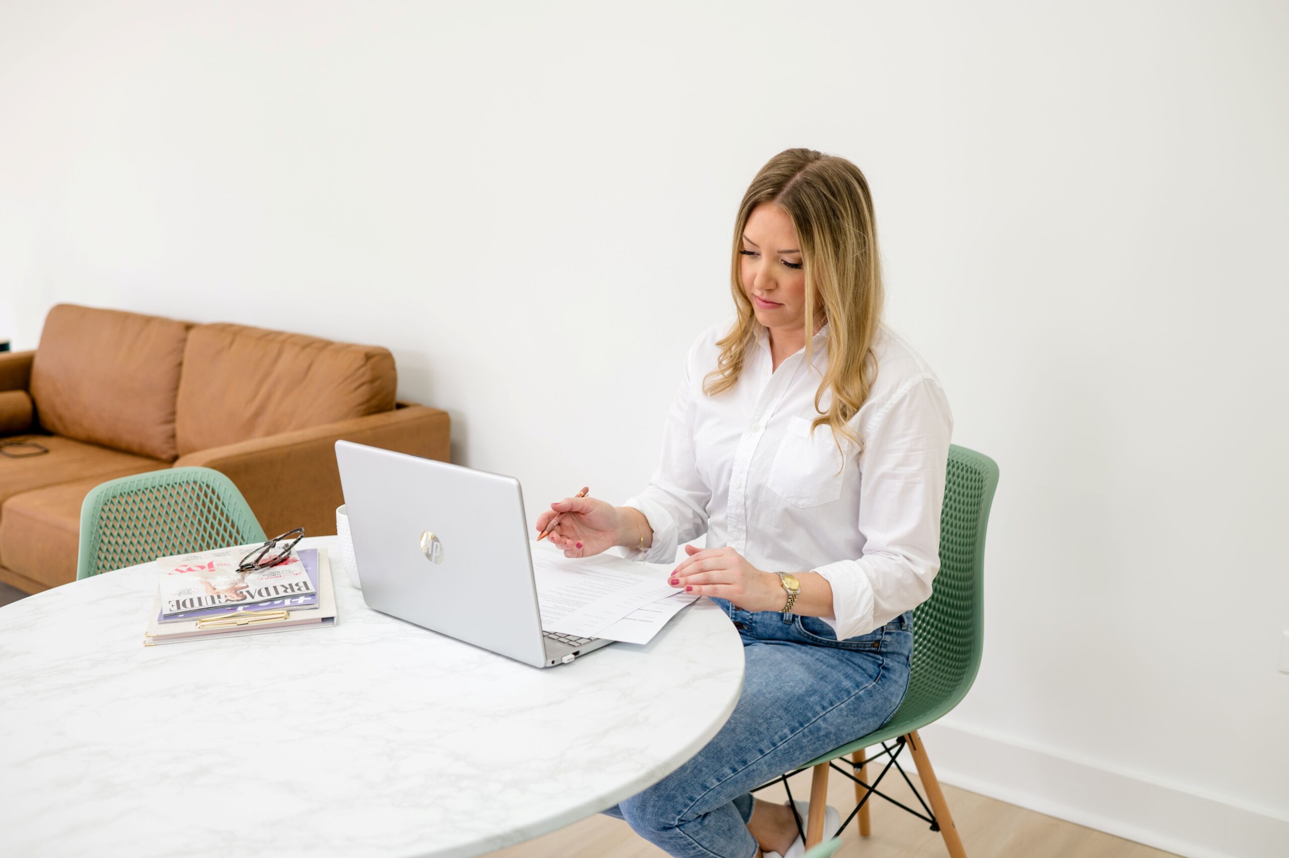 Wedding business consultant working on systems and administrative processes